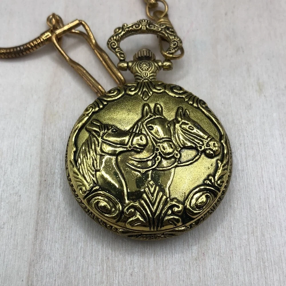 Vintage Geneva Racing Horses Pocket Watch.